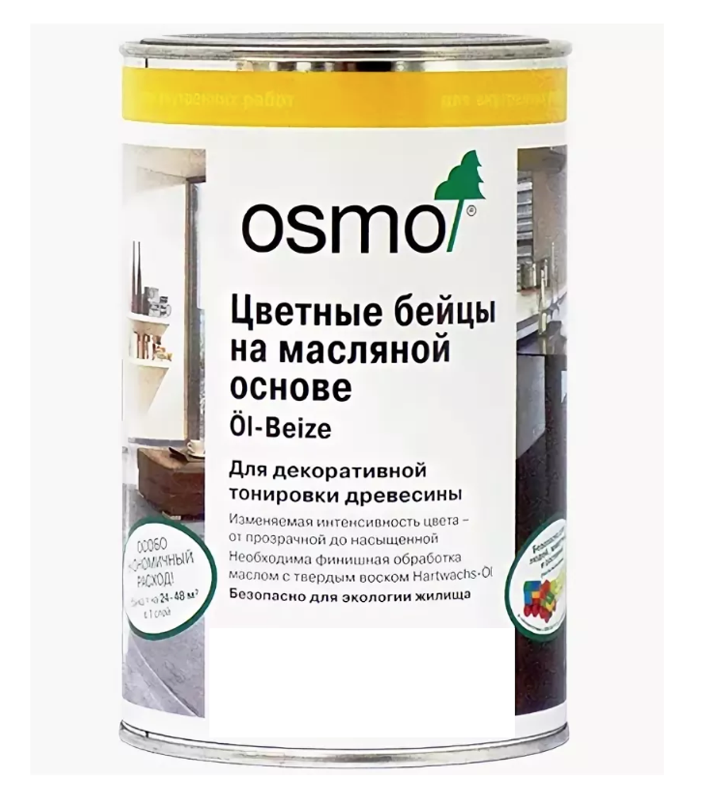 ХИТ! Цветные бейцы на масляной основе для тонирования деревянных полов Osmo 3501 Белый прозрачный 0,125 л Ol-Beize для внутренних работ Osmo-3501-0,125 15100806