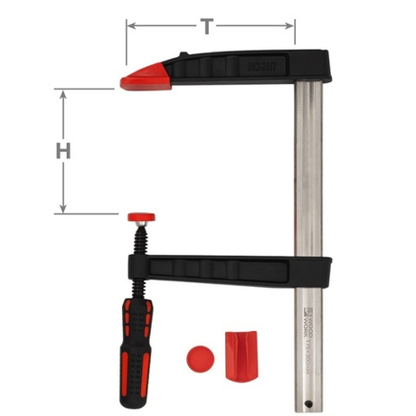 ЗИМОЙ ВЫГОДНЕЕ! Струбцина из ковкого чугуна F - образная 300 х 175. усилие прижима до 470 кг DIN5117 Woodwork FCF-3017