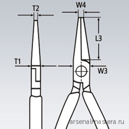 Длинногубцы 160 мм VDE, плоские рифлённые губки 46.5 мм, хром, 2-комп диэлектрические ручки, 30 16 160 KNIPEX KN-3016160