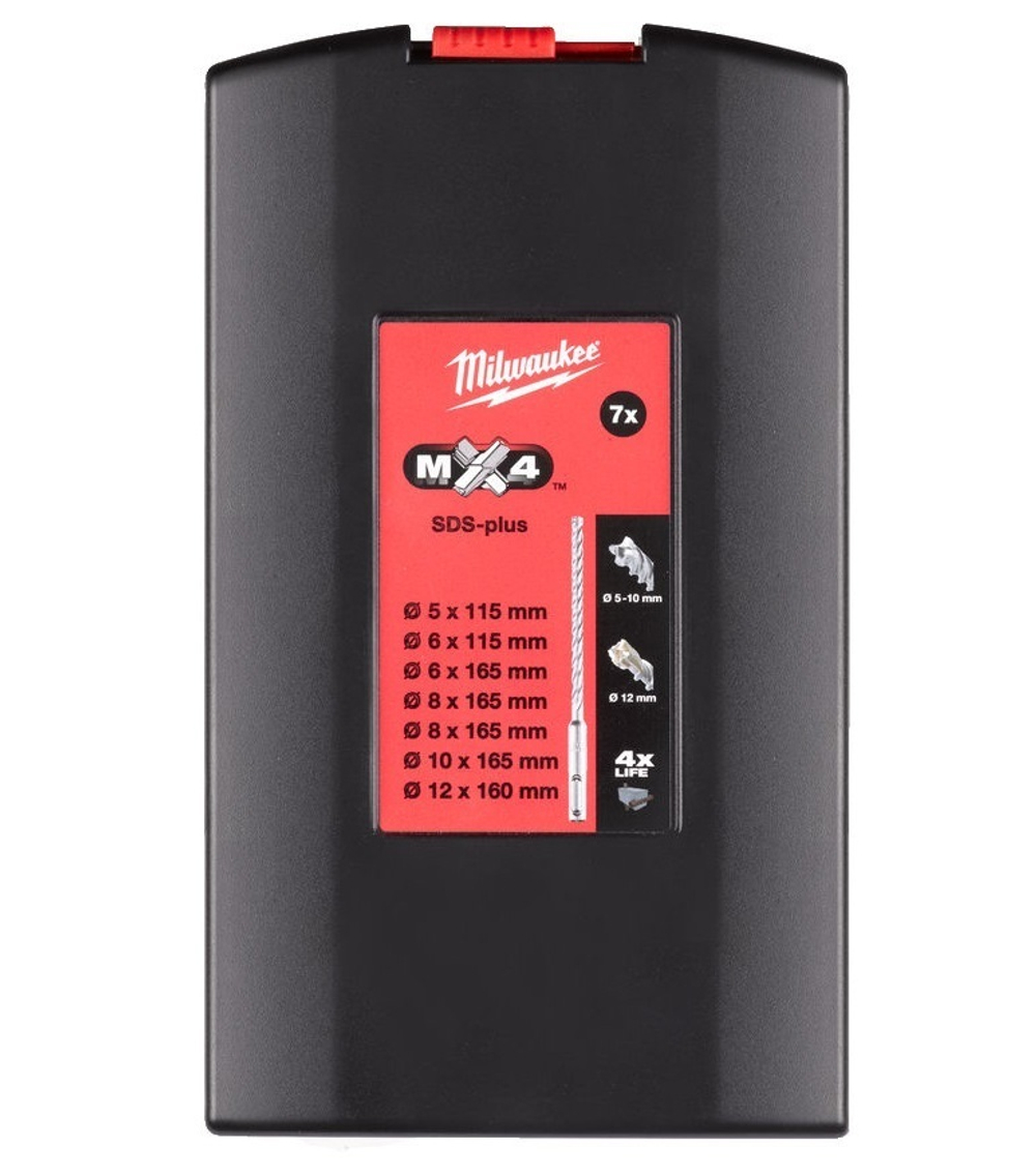 ХИТ! Набор буров 7 шт MX4 SDS плюс с 4 режущими кромками MILWAUKEE 4932478626
