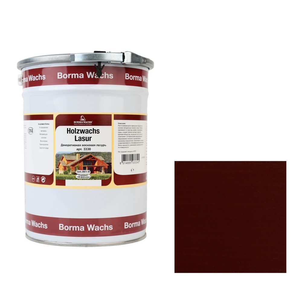 Новинка! Декоративная ВОСКОВАЯ лазурь / Масло для фасадов Borma Holzwachs Lasur 20 л цвет 33 Светлый махагон для наружных и внутренних работ R3340-14