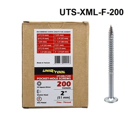 ХИТ! Саморезы UT оцинкованные MAXI-LOC 2 дюйм / 50 мм, шаг 1 мм Упаковка 200 шт. Uniqtool UTS-XML-F-200