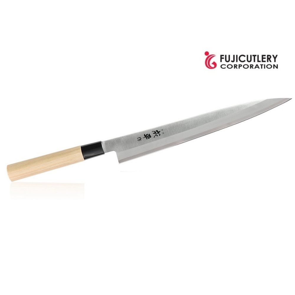 Японский Нож кухонный Янагиба Fuji Cutlery Narihira для сашими длина лезвия 270 мм, сталь Mo - V, рукоять дерево, заточка 9000 Tojiro FC-77