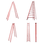 Новинка! Диэлектрическая двухсторонняя стремянка KRAUSE 2 х 14 с боковинами и нескользящими перекладинами из усиленного стекловолокном пластика 819765