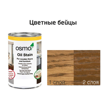 Цветные бейцы на масляной основе для тонирования деревянных полов Osmo 3541 Гавана 1 л Ol-Beize для внутренних работ Osmo-3541-1 15100837