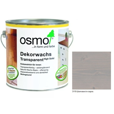 Цветное масло прозрачное Osmo 3119 шелковисто-серое 2,5 л Dekorwachs Transparent Tone для внутренних работ Osmo-3119-2,5 10100444