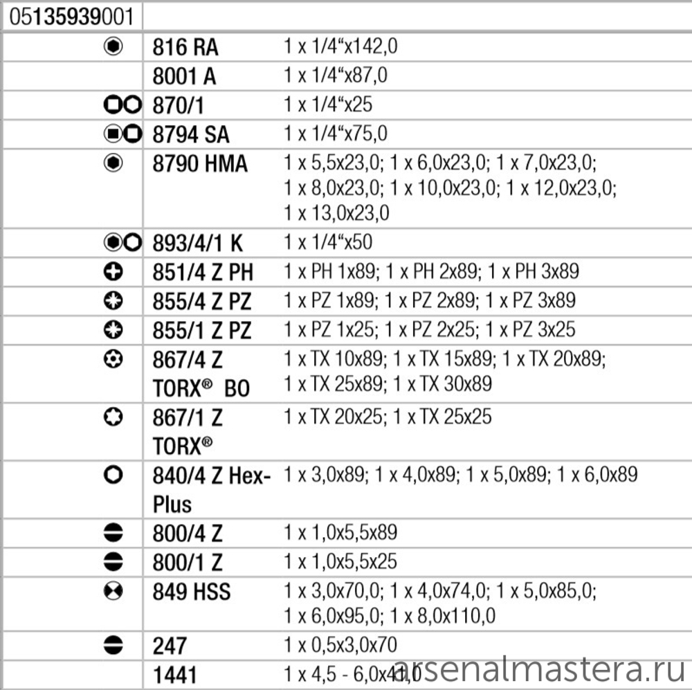 Набор 41 предмет Kraftform Kompakt H1 для работы по дереву WERA WE-135939