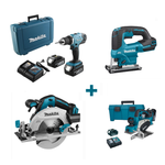 Новинка! Комплект аккумуляторный MAKITA РАСШИРЕННЫЙ: дисковая пила, дрель - шуруповерт, лобзик, рубанок, два аккумулятора, зарядное устройство, кейс N0158-4AM