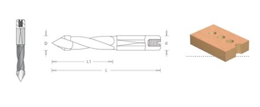 Сверло сквозное правое D 5 x 40 L 70 хвостовик 10 x 25 присадка Dimar 2016147