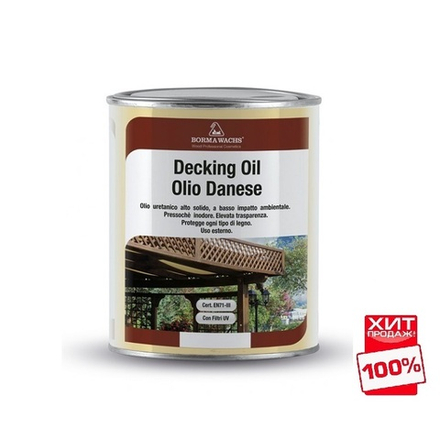 ОСЕНЬ СКИДКИ ХИТ! Масло датское Decking Oil 1 л для террас цвет 632 Темный орех для наружных работ Borma 4971IL-DS632