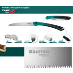 Новинка! Ножовка тип японский по дереву / пила складная KRAFTOOL Camp Fast 9, в сложенном виде 310 мм, полотно 250 мм, 9 TPI, сталь SK-5 для быстрого реза сырой древесины 15218