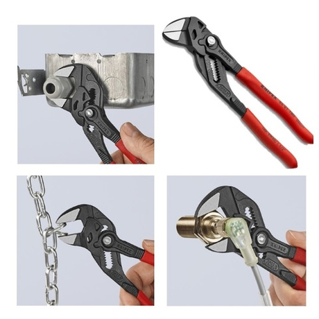 Клещи переставные - гаечный ключ 300 мм, зев 68 мм, фосфатированные, обливные ручки, SB KNIPEX KN-8601300SB