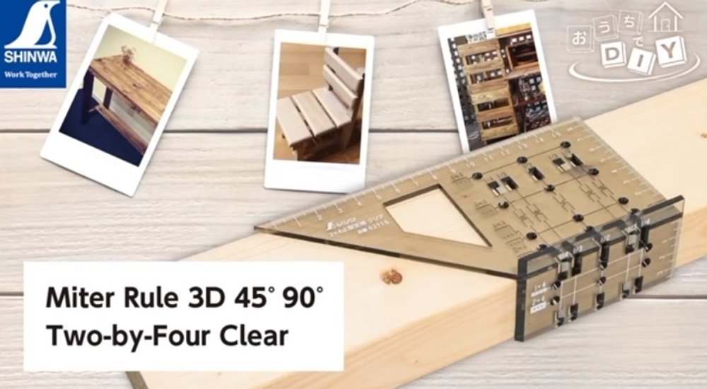 ХИТ! Шаблон угловой пластиковый Miter Rule 3D 45 90 градусов Two-by-Four Shinwa М00021525