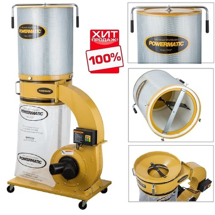 ХИТ! Пылесос (стружкоотсос) с фильтром Powermatic PM1300CK-M объем бака 150 л 1762м3 / час 230В 1791079K-RU
