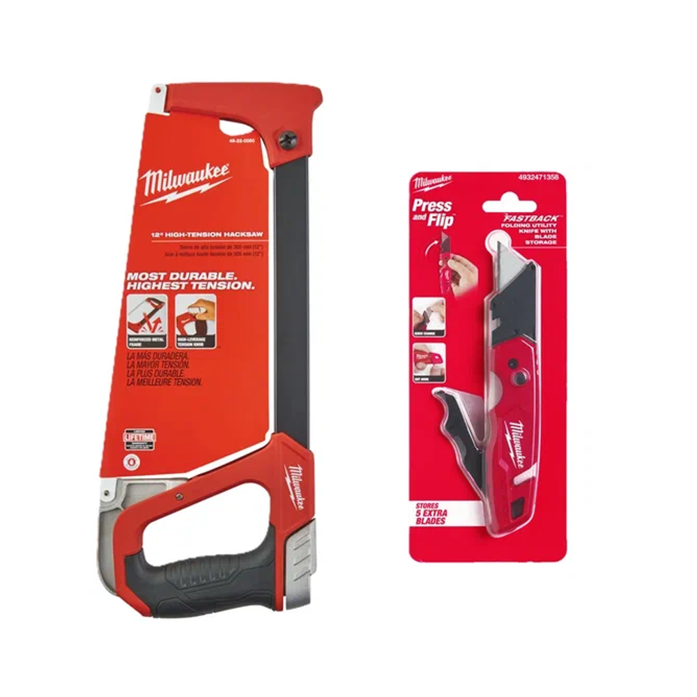 ВЫГОДНО! КОМПЛЕКТ с Ножом складным многофункциональным с хранением лезвий FASTBACK 4932471358 и Ножовкой по металлу 300 мм HACKSAW 48220050 MILWAUKEE N0117-2AM