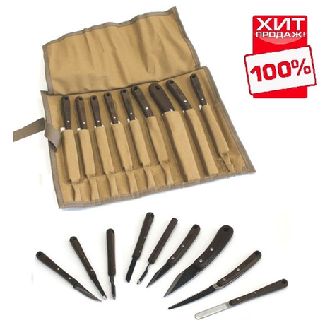 ХИТ! Набор японских резцов HIRO 9 штук в скрутке Miki Tool WCT-9 М00010265