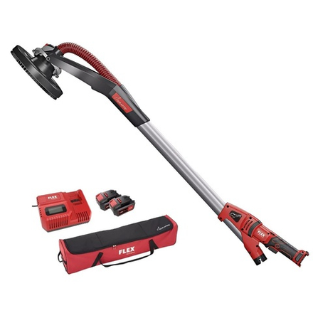 Шлифовальная машина Giraffe для стен и потолков бесщеточная аккумуляторная 18 В с 2 аккумуляторами 5.0 Ah AP 18.0/5.0 и зарядным устройством CA 10.8/18.0 GE MH 18.0 - EC/5.0 Set + MH-X диск 225 мм в сумке Flex 504068