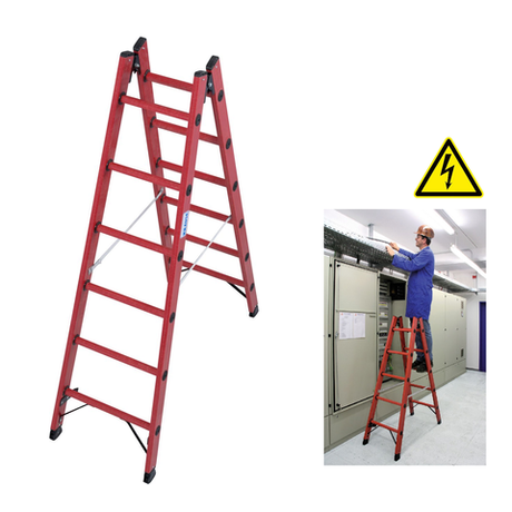 Новинка! Диэлектрическая двухсторонняя стремянка KRAUSE 2 х 6 с боковинами и перекладинами из усиленного стекловолокном пластика 819727