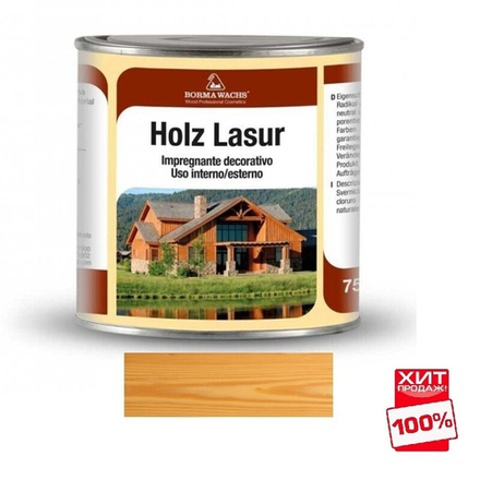 ХИТ! Декоративная ВОСКОВАЯ лазурь / Масло для фасадов Holzwachs Lasur 750 мл 3320 цвет 05 сосна для наружных и внутренних работ Borma R3320-9