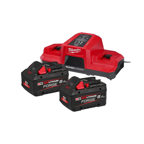 Новинка! Энергокомплект Milwaukee M18 FORGENRG-802DBSC: ДВА Аккумулятора M18 FB8 FORGE 8Ач, Зарядное устройство M18 DBSC на 2 порта 4933498616
