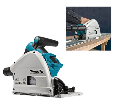 Аккумуляторная погружная дисковая пила Makita 18В диск 165 / 20 мм, для раскроя листовых материалов из древесины, алюминия, массивных деревянных панелей, для вырезания прямых углублений DSP600Z