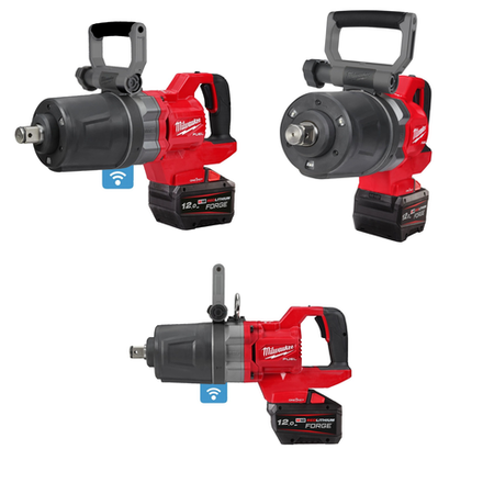 Комплект в кейсе M18 FUEL ONEFHIWF1DS-121C: Аккумуляторный высокомоментный ударный гайковерт ONEFHIWF1DS с D - образной рукояткой (укороченный) FORGE, Аккумулятор FB12 12 Ач, Зарядное устройство М12-18 FC MILWAUKEE 4933499253