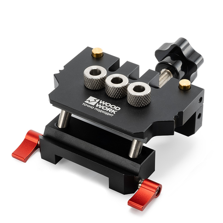 Новинка! Кондуктор самоцентрирующийся для соединение на шкант Woodwork, диапазон зажима 12 - 25 мм, диаметры сверления 6/8/10 мм DGA-004