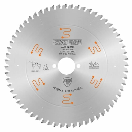 Новинка! Диск пильный поперечное пиление 216 x 30 x 2,3 / 1,6 - 5 гр ATB Z 60 CMT 285.816.60M