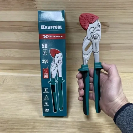 Новинка! Клещи переставные - гаечный ключ KRAFTOOL Vise-wrench 250 мм, 2-х компонентные рукоятки, быстрая настройка нажатием кнопки, принцип трещетки 22067