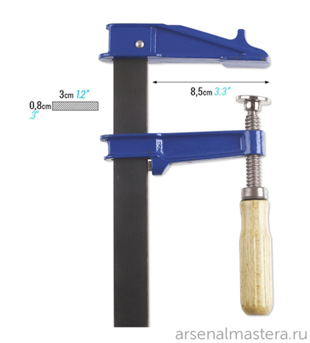 ХИТ! Струбцина Piher EM 40 х 8,5 см с зажимным усилием до 9000Н (900 кг) 41040 М00007509