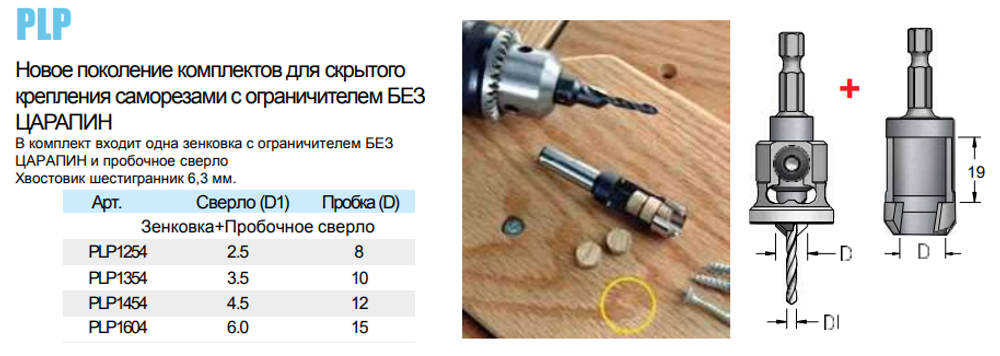 Новинка! Комплект зенковки и пробочник WPW D 10 универсальное сверло 3,5 хвостовик HEX1/4 PLP1354