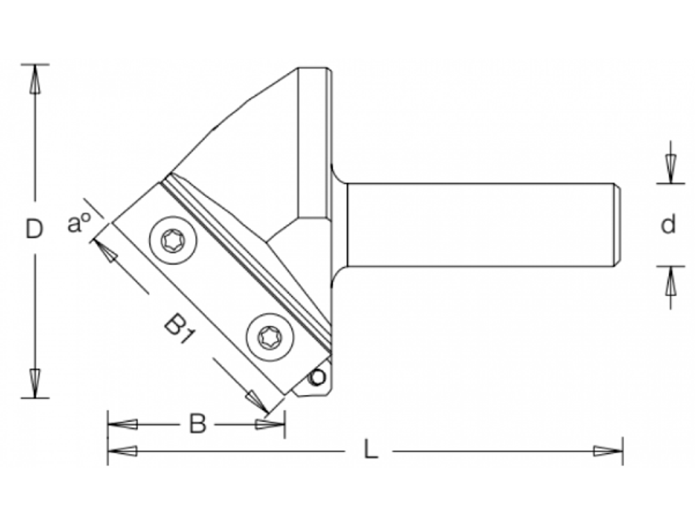 Фреза V паз 160 гр сменные ножи D 58,7 x 5 L 70,7 Z 2 хвостовик 12 DIMAR 1053689