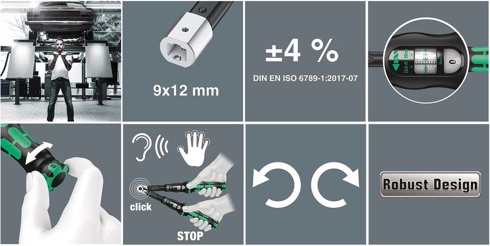 АКЦИЯ ВЕСНА 2026! Динамометрический ключ регулируемый с трещоткой и реверсом WERA Click-Torque X 1 для насадок 9 x 12 мм, 2.5-25 Нм, длина 283 мм, левая / правая резьба WE-075651