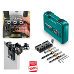 ХИТ! Кондуктор KRAFTOOL Woodsniper 101, 3-в-1 для эксцентриковых стяжек и шкантов при изготовлении угловых соединений деревянных деталей, в кейсе 30072