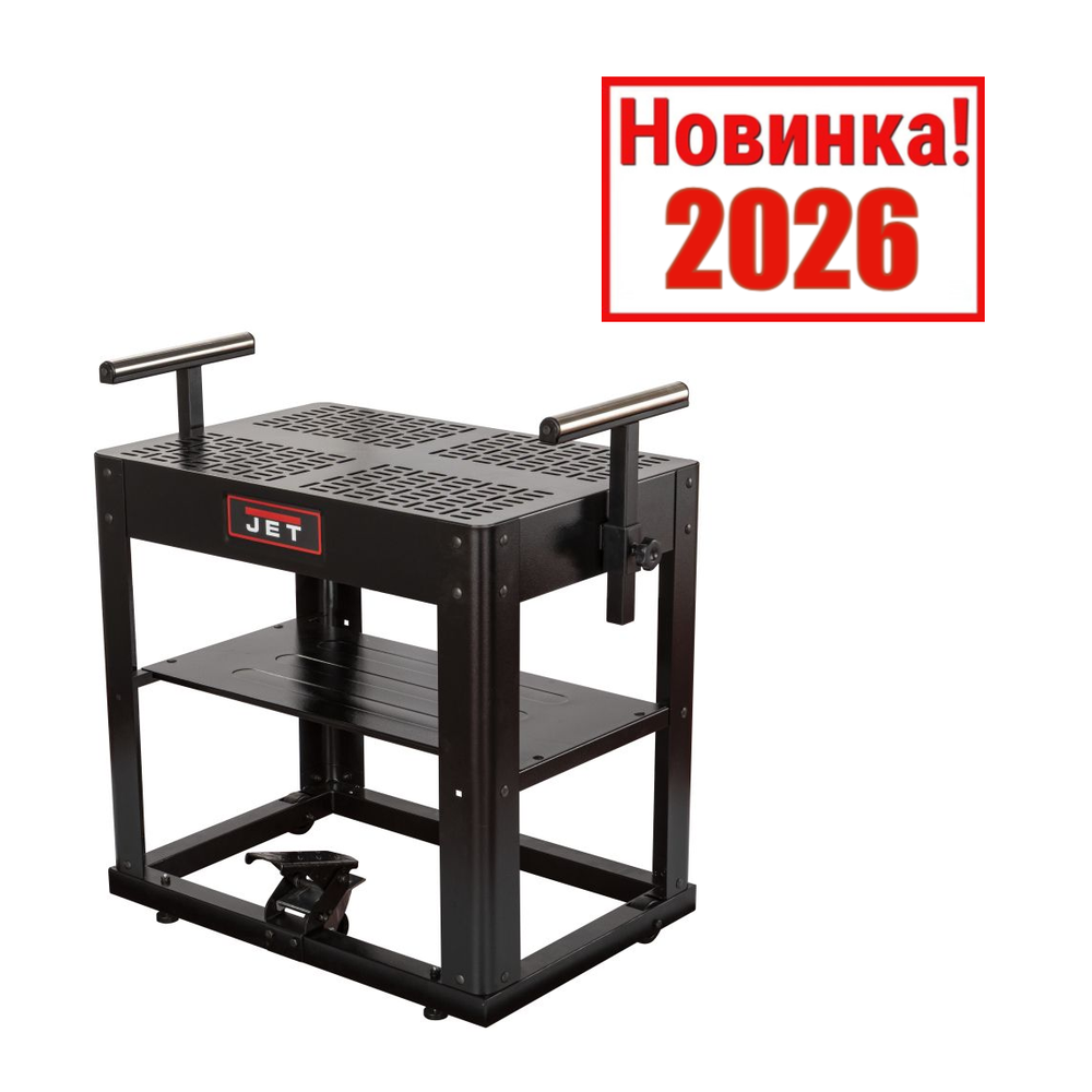 Новинка 2026! Мобильный рабочий верстак стальной компактный c поддержкой заготовок на колесах JET JWB-6L, 762 х 528 х 745 мм JR113