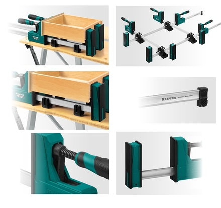 ХИТ! Комплект 12 предметов: Струбцины корпусные 2 шт 1000 / 1150 и 2 шт 600 / 750 мм Grand set-12 и принадлежности KRAFTOOL 32240-H12