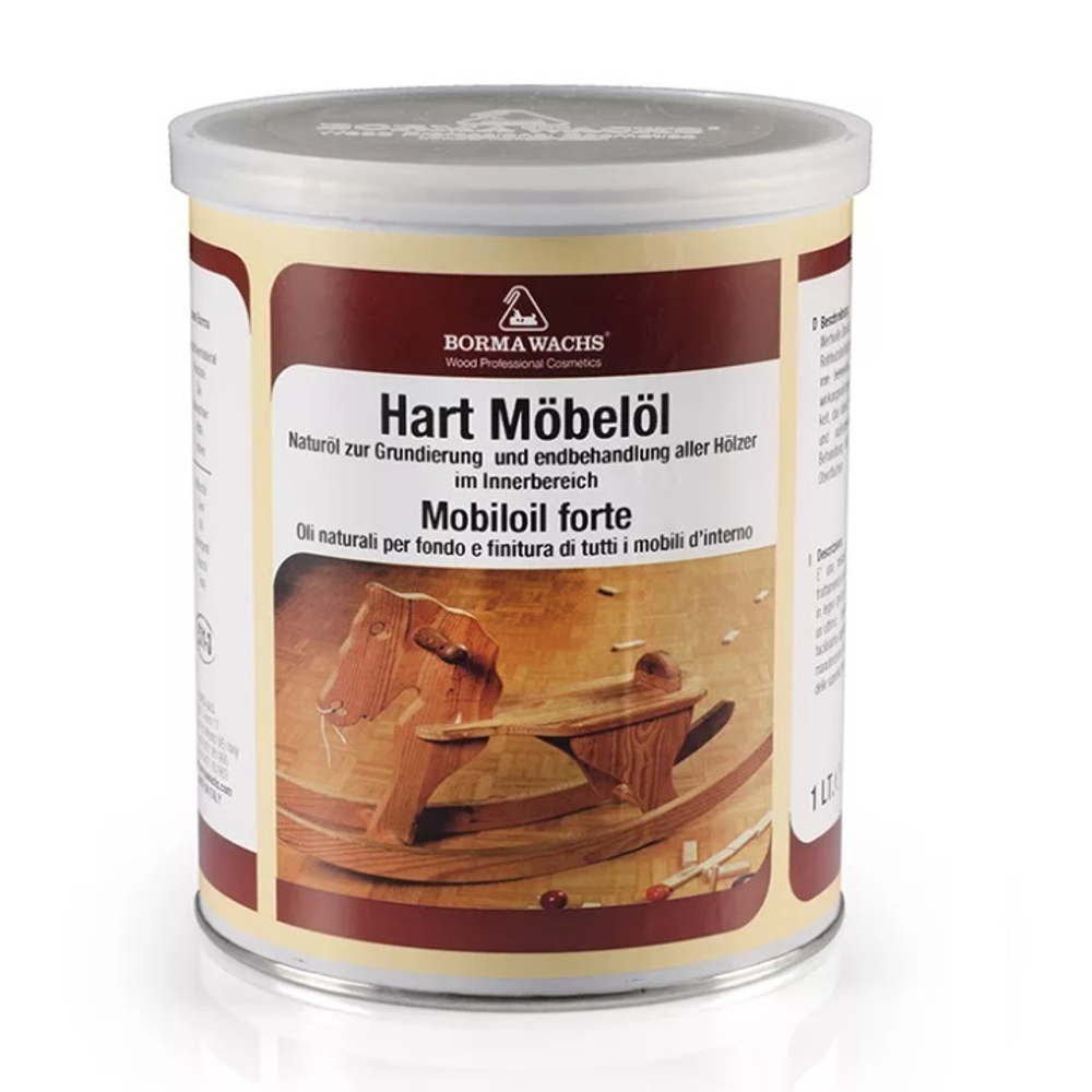 СКИДКИ ХИТ! Масло для мебели Hard Furniture Oil Mobiloil с повышенной твердостью бесцветное 1 л прозрачный для внутренних работ Borma 4902