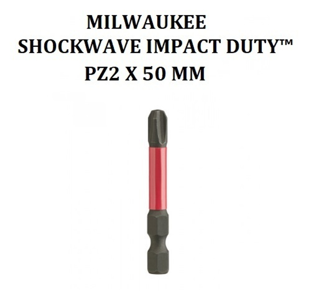 ХИТ! Биты 10 шт Shockwave IMPACT DUTY для шуруповерта PZ2 х 50 мм MILWAUKEE 4932430866