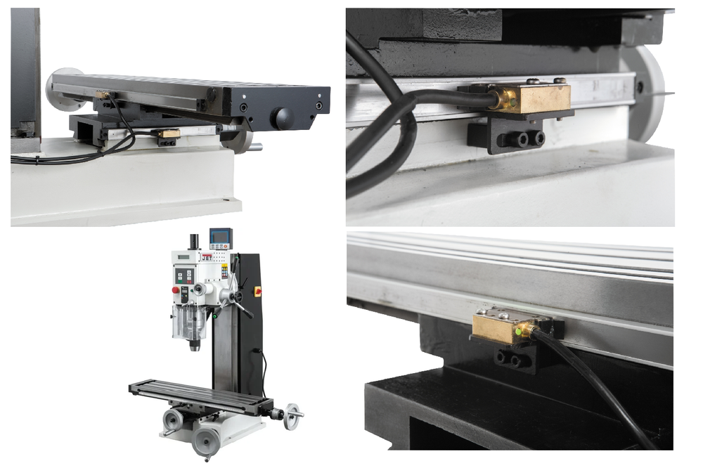 Новинка! Фрезерно - сверлильный станок JET JMD-3T DRO с УЦИ 220 В 1000 Вт, стол 160 x 700 мм. Плавная регулировка частоты вращения, Реверс, Наклон головки +/-90 гр. 50000549M