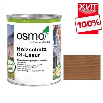 ХИТ! Защитное масло-лазурь для древесины Osmo 707 Орех 0,75 л Holzschutz Ol-Lasur для наружных работ Osmo-707-0,75 12100010