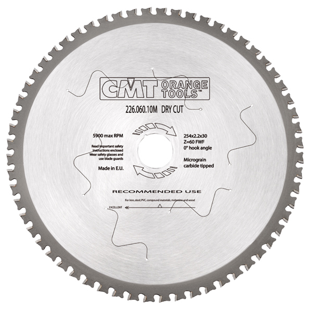 Пила (диск) по стали 254 x 30 x 2,2 / 1,8 0 гр 8 гр FWF Z60 CMT 226.060.10M