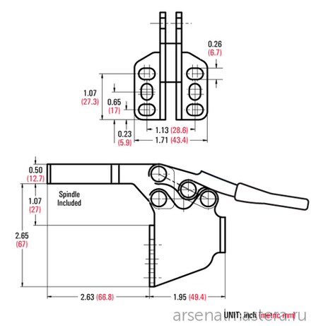 Зажим механический с горизонтальной ручкой усилие 227 кг Woodwork GH-225-DSM