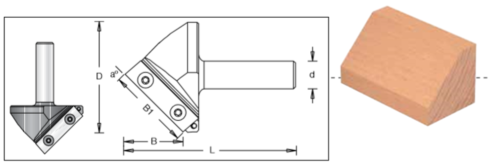Фреза V паз 160 гр сменные ножи D 58,7 x 5 L 70,7 Z 2 хвостовик 12 DIMAR 1053689