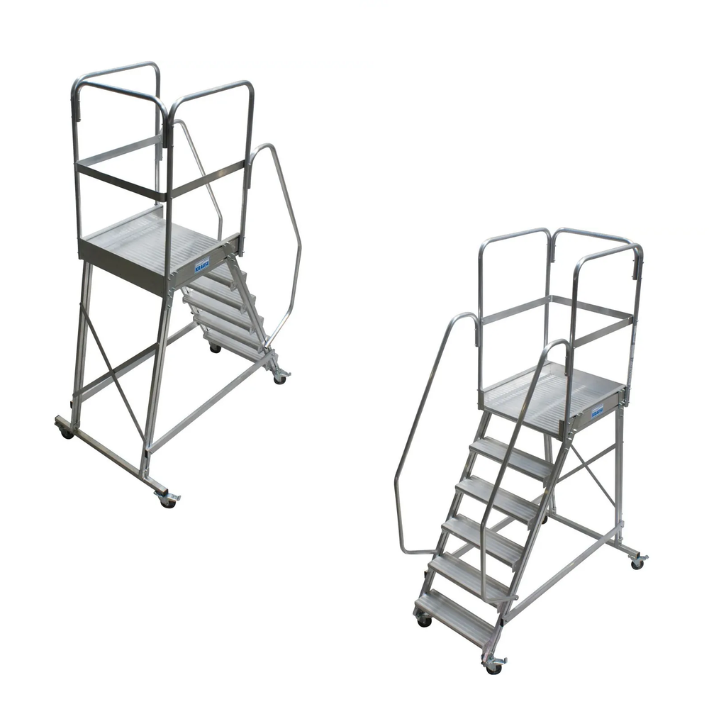 Новинка! Лестница алюминиевая передвижная с платформой односторонняя KRAUSE CORDA 6 ступени 820044