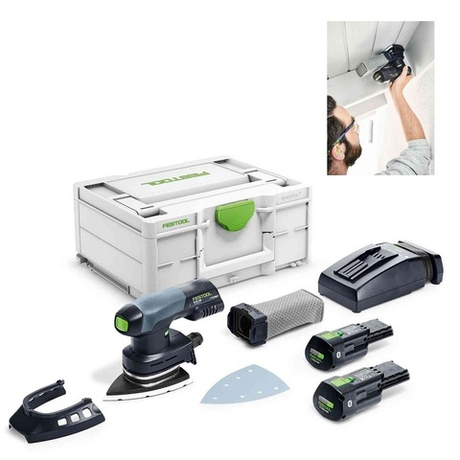 Аккумуляторная дельтавидная шлифовальная машинка FESTOOL DTSC 400 3,1 I-Plus с 2 аккумуляторами BP 18 Li 3,1 ERGO-I и быстрозарядным устройством TCL 6 систейнер SYS3 M 187 576365