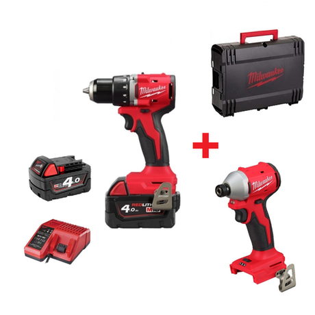 Комплект: Аккумуляторная Дрель-шуруповерт M18 BLDDRC-402C с 2 аккумуляторами, зарядным устройством 4933492834 и Винтоверт M18 BLIDR-0X 4933492842 MILWAUKEE N062-2AM