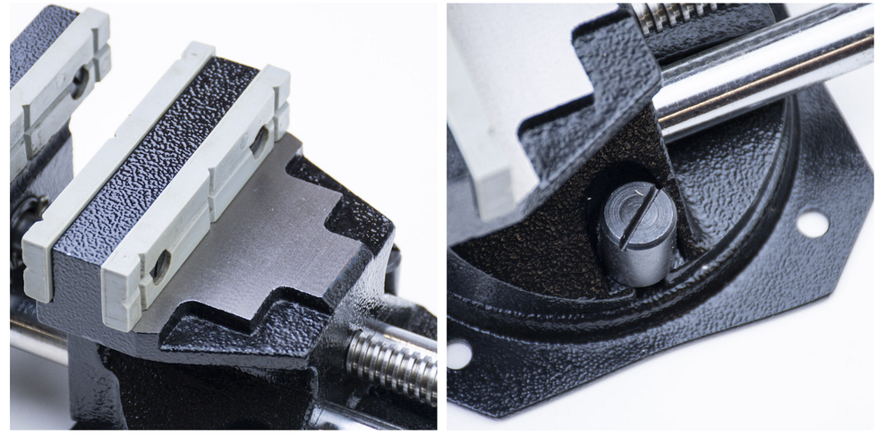 Новинка! Тиски универсальные поворотные переставные GOLDRATIO чугунные, ширина губок 90 мм М00024969