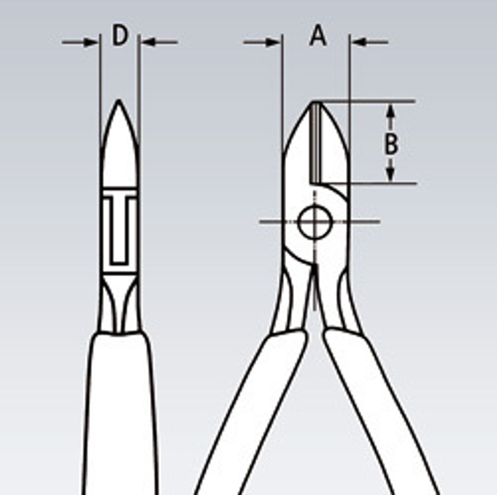 Кусачки боковые для электроники ESD 115 мм (БОКОРЕЗЫ) острая головка, 2-комп антистатические ручки 77 32 115 ESD KNIPEX KN-7732115ESD