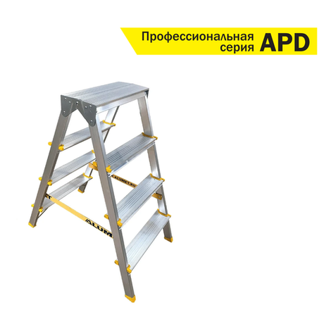 Новинка! Профессиональная лестница - стремянка двухсторонняя с анодированным покрытием ПРЕМИУМ ALUMET серия APD 9204, 2 х 4 шт. APD9204
