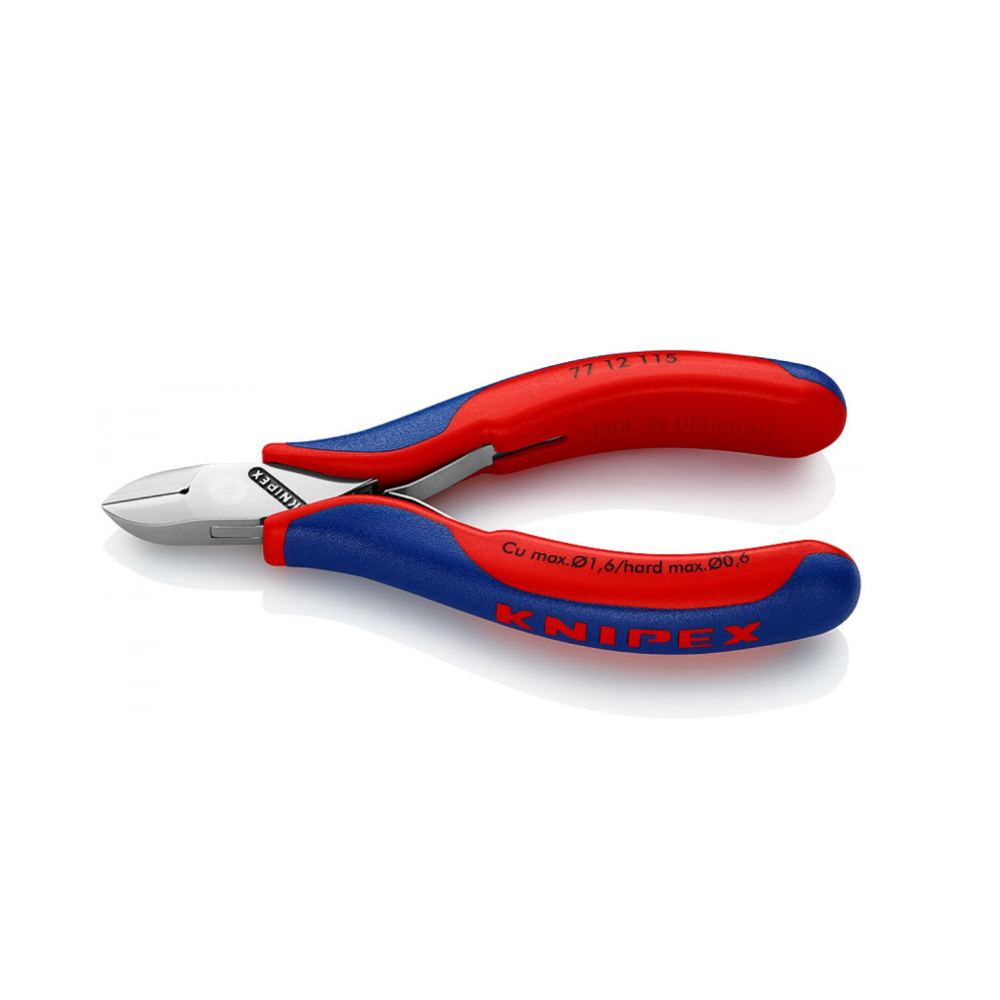АКЦИЯ ВЕСНА 2026! Бокорезы 115 мм для электроники (Кусачки боковые) KNIPEX округлая головка, зажим для проволоки, 2-компонентные ручки KN-7712115